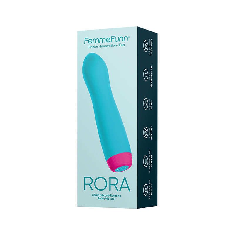 FemmeFunn Rora Rechargeable Silicone Rotating Vibrator Turquoise