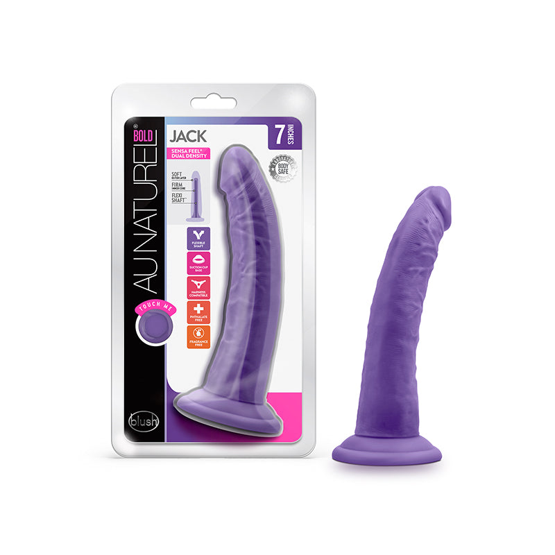 Blush Au Naturel Bold Jack 7 in. Posable Dual Density Dildo with Suction Cup Purple