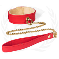 Spartacus Lined PU Red Collar And Chain Leash