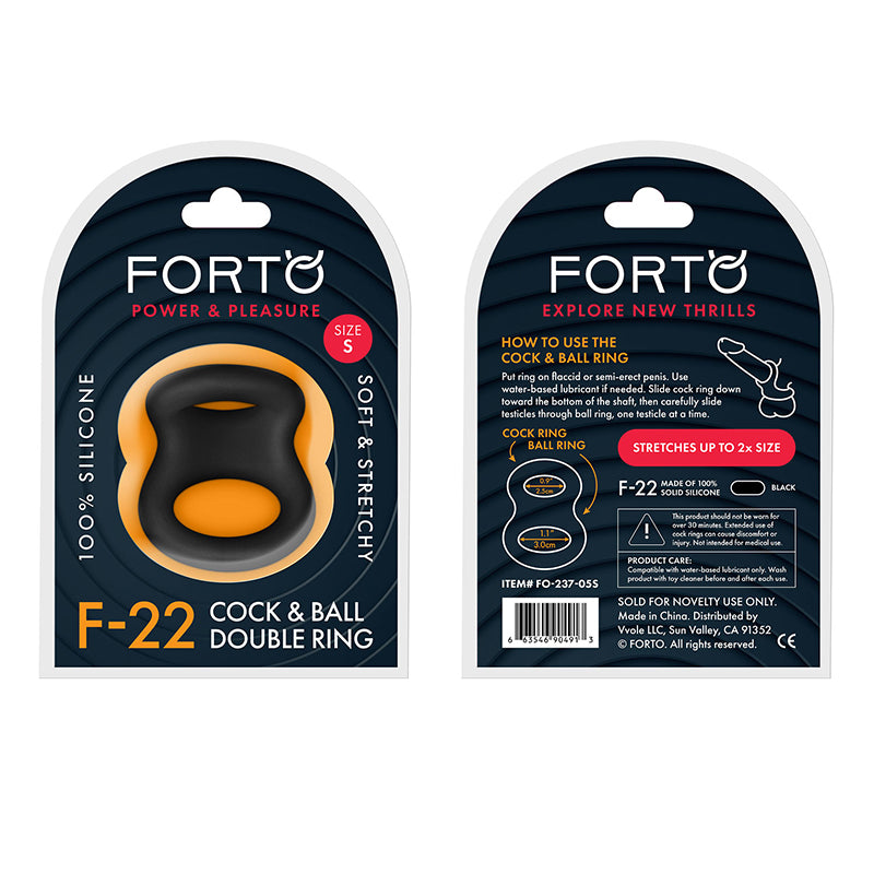 Forto F-22 Liquid Silicone Cock &amp; Ball D-Ring Small Black