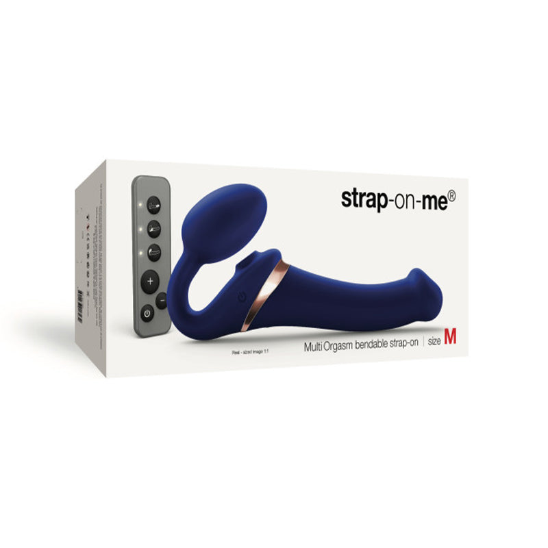 Strap-On-Me Multi Orgasm Bendable Strap-On With Remote Night Blue M