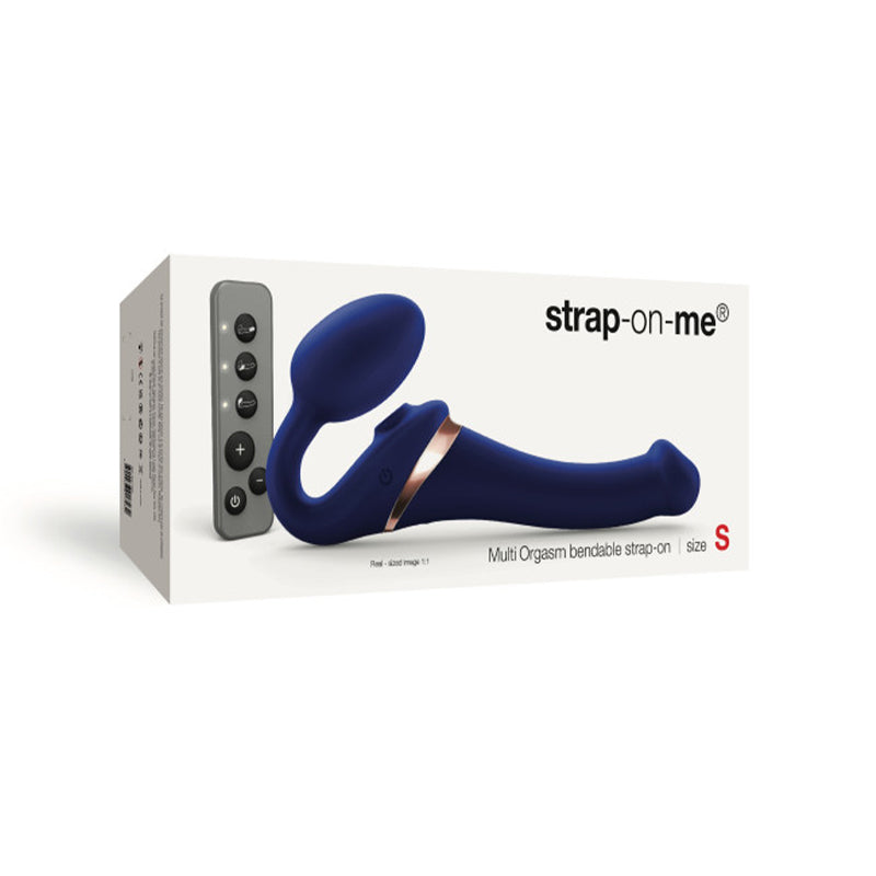 Strap-On-Me Multi Orgasm Bendable Strap-On With Remote Night Blue S