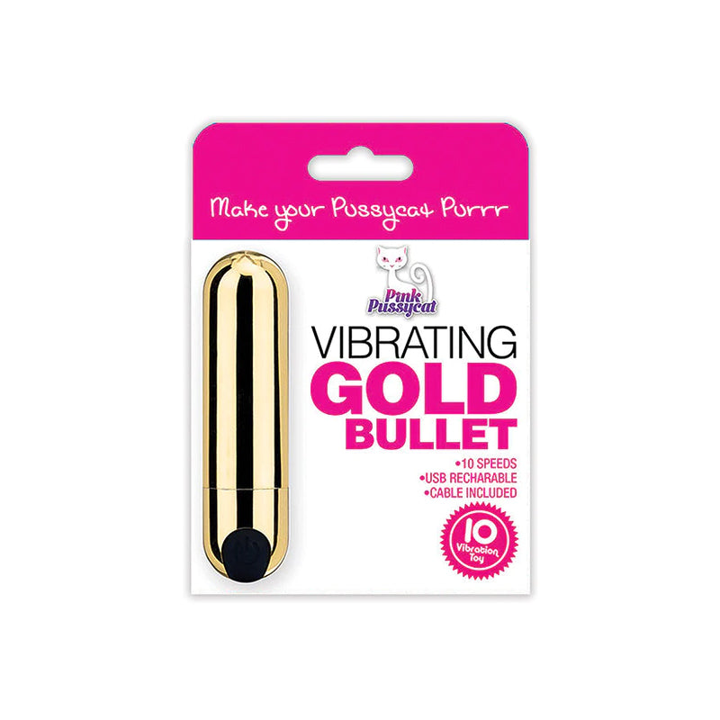 Pink Pussycat Vibrating Bullet Gold