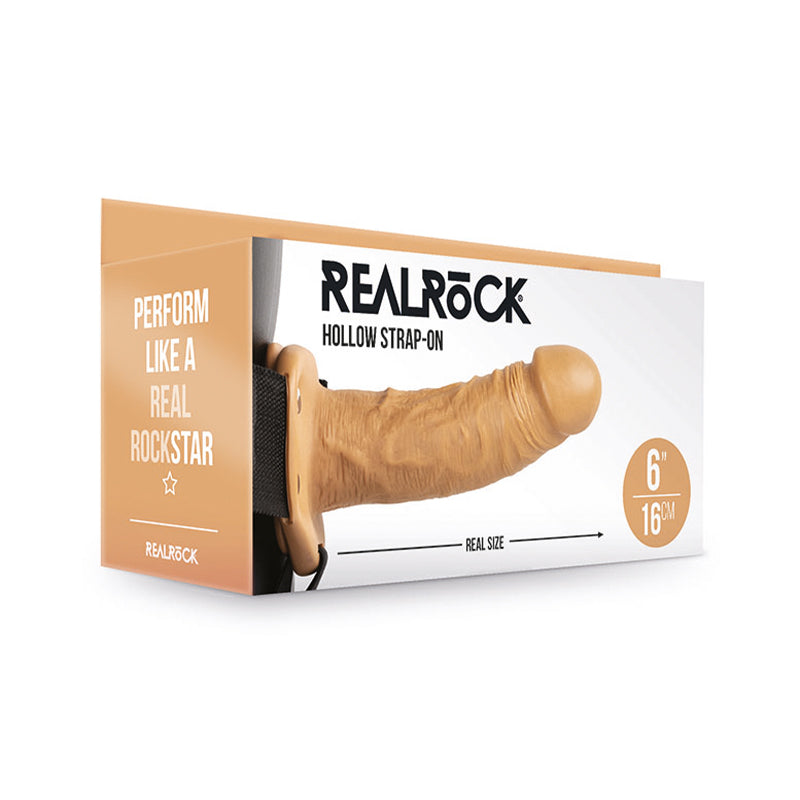 RealRock Realistic 6 in. Hollow Strap-On Tan