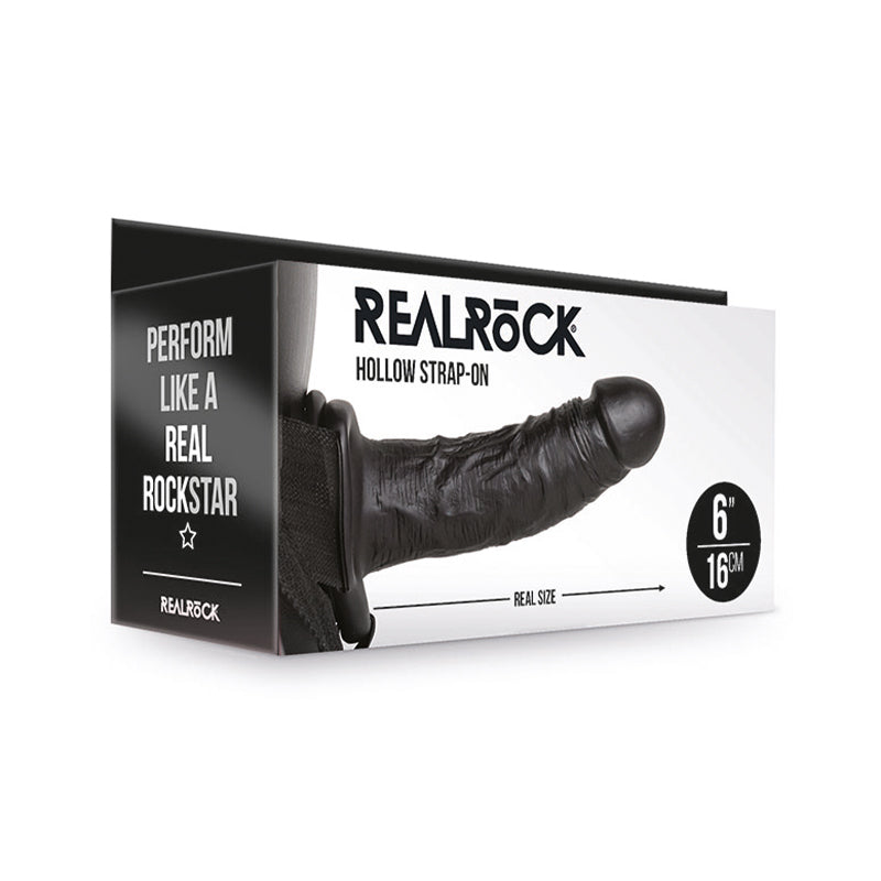 RealRock Realistic 6 in. Hollow Strap-On Black
