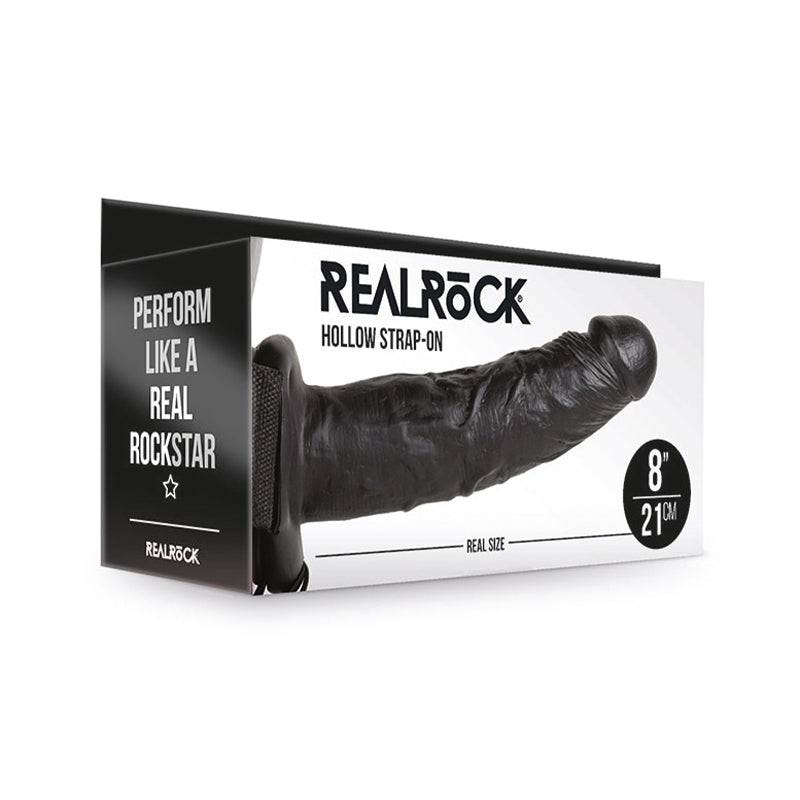 RealRock Realistic 8 in. Hollow Strap-On Black