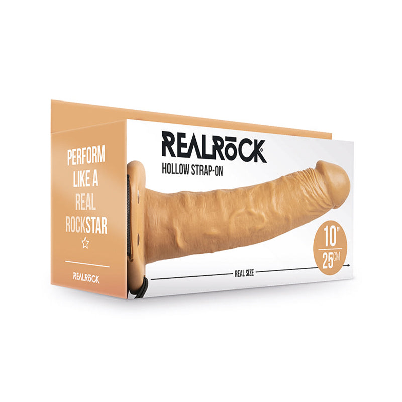 RealRock Realistic 10 in. Hollow Strap-On Tan