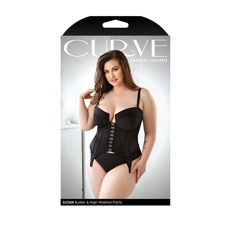 Fantasy Lingerie Curve Sloan Cropped Bustier With Molded Cups & High-Waisted Panty Black XL/2XL