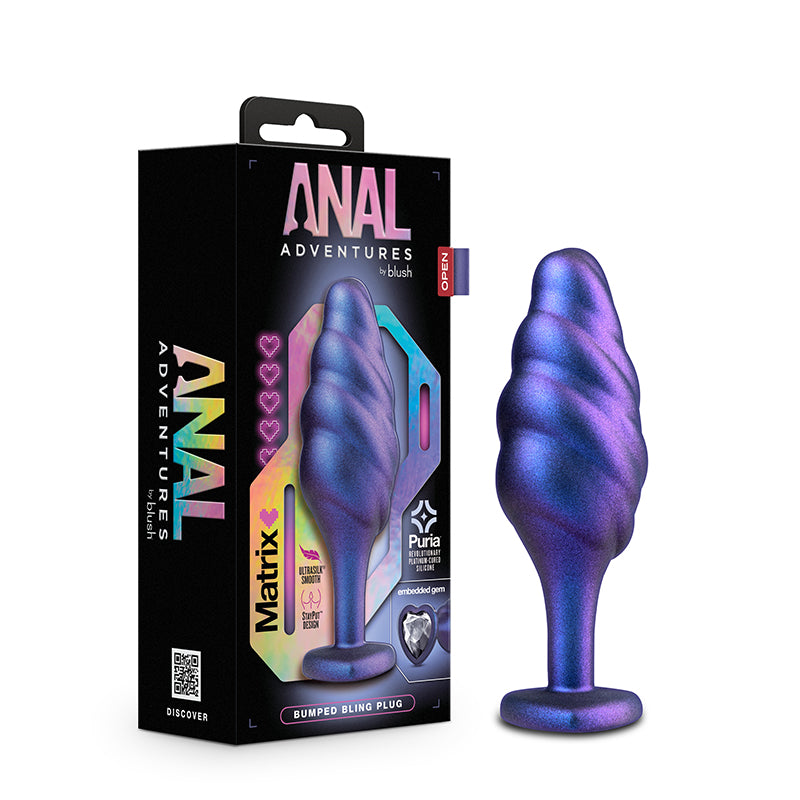 Blush Anal Adventures Matrix Silicone Bumped Bling Plug Sapphire