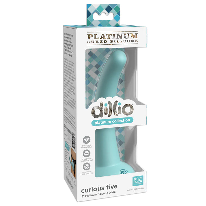 Pipedream Dillio Platinum Collection Curious Five 5 in. Silicone Dildo Teal