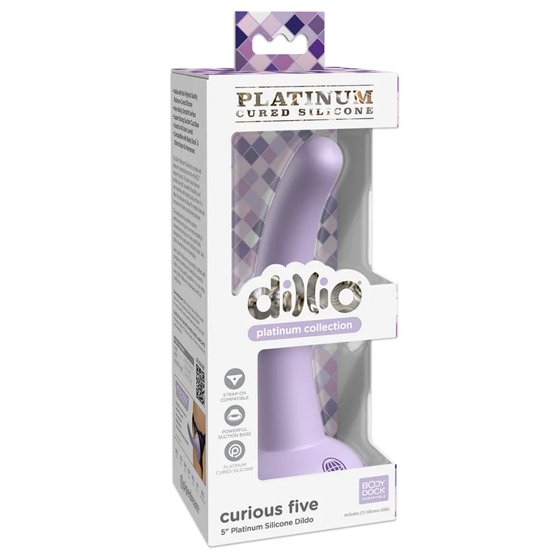 Pipedream Dillio Platinum Collection Curious Five 5 in. Silicone Dildo Purple