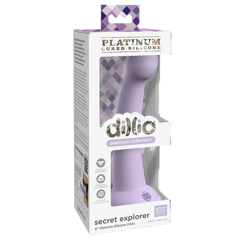 Pipedream Dillio Platinum Collection Secret Explorer 6 in. Silicone Dildo Purple