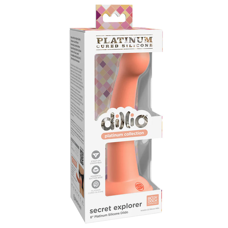 Pipedream Dillio Platinum Collection Secret Explorer 6 in. Silicone Dildo Peach