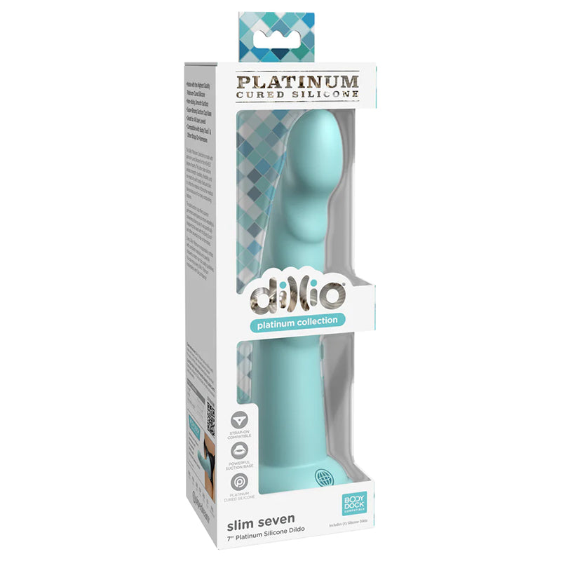 Pipedream Dillio Platinum Collection Slim Seven 7 in. Silicone Dildo Teal