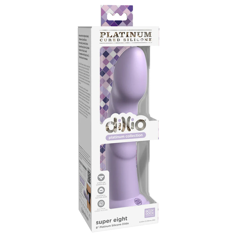 Pipedream Dillio Platinum Collection Super Eight 8 in. Silicone Dildo Purple