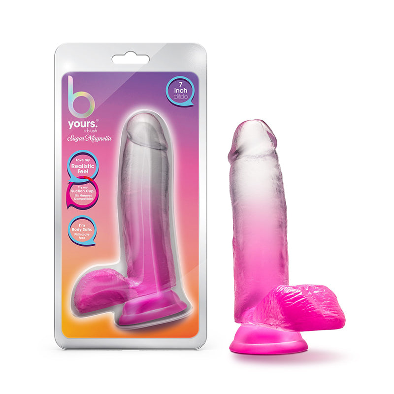Blush B Yours Sugar Magnolia 7 in. Dildo with Balls &amp; Suction Cup Fuchsia
