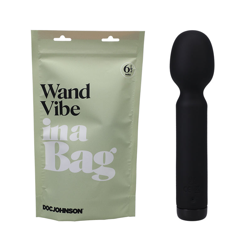 Doc Johnson In A Bag Wand Vibe Rechargeable Silicone Vibrator Black