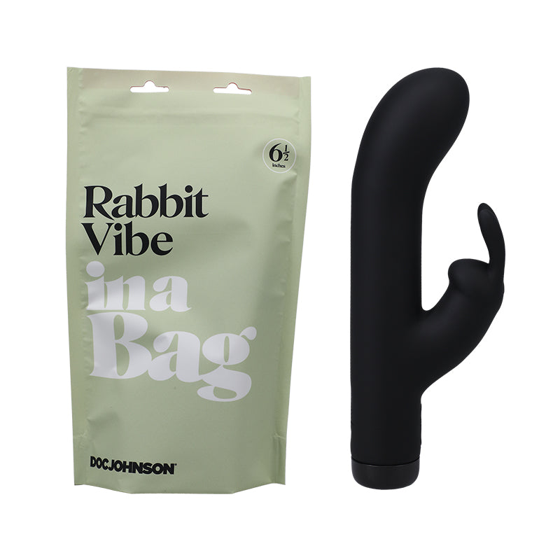 Doc Johnson In A Bag Rabbit Vibe Rechargeable Silicone Dual Stimulation Vibrator Black