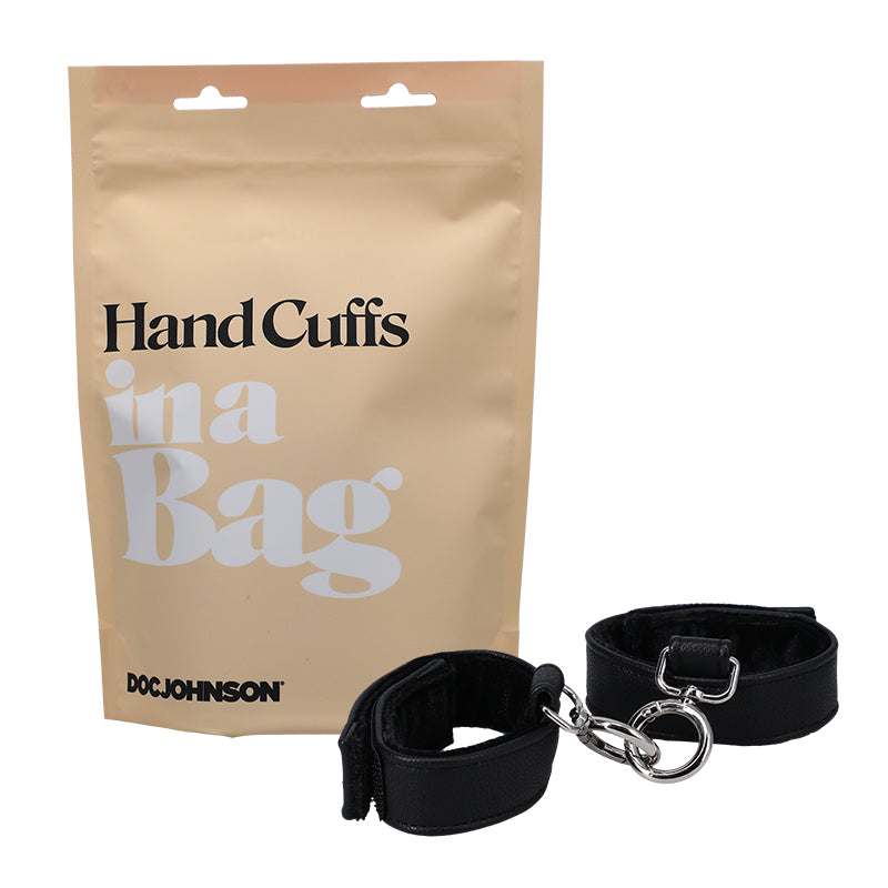 Doc Johnson In A Bag Hand Cuffs Faux Leather Velcro Black