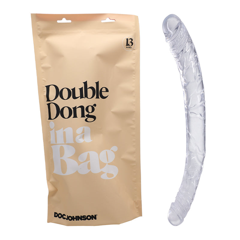 Doc Johnson In A Bag Double Dong Realistic 13 in. Dual Ended Dildo Clear