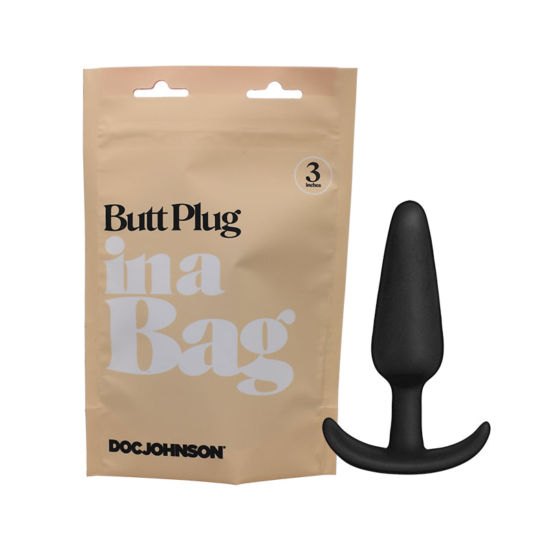 Doc Johnson In A Bag Butt Plug 3 in. Silicone Black