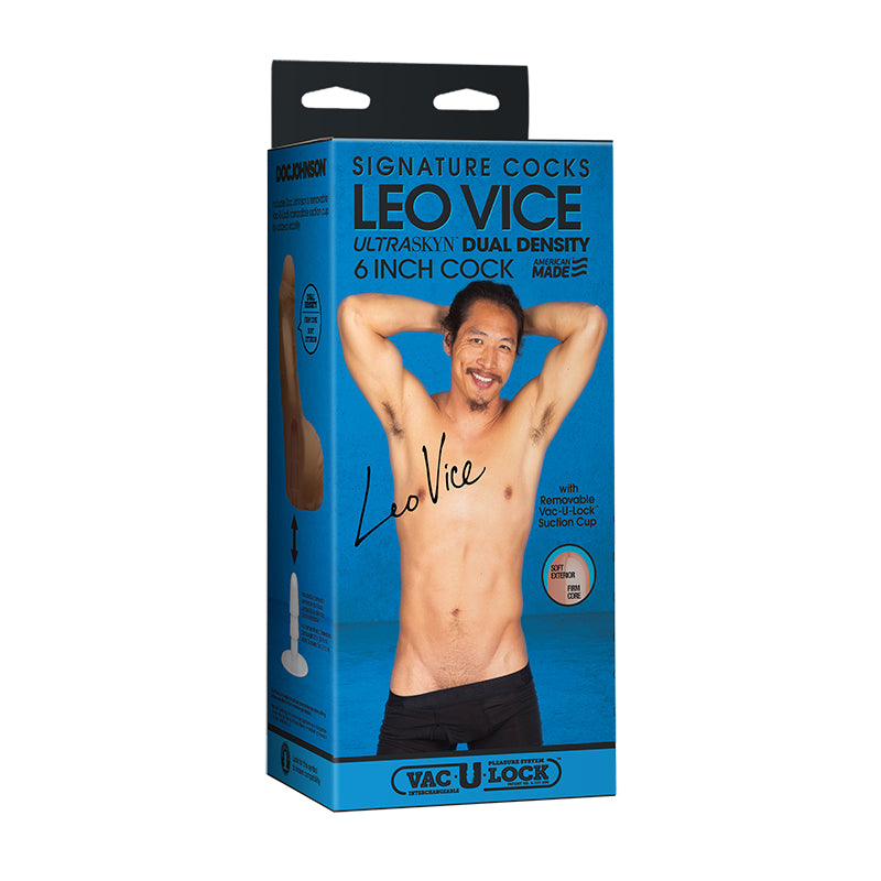 Signature Cocks Leo Vice ULTRASKYN Cock with Removable Vac-U-Lock Suction Cup 6in Caramel