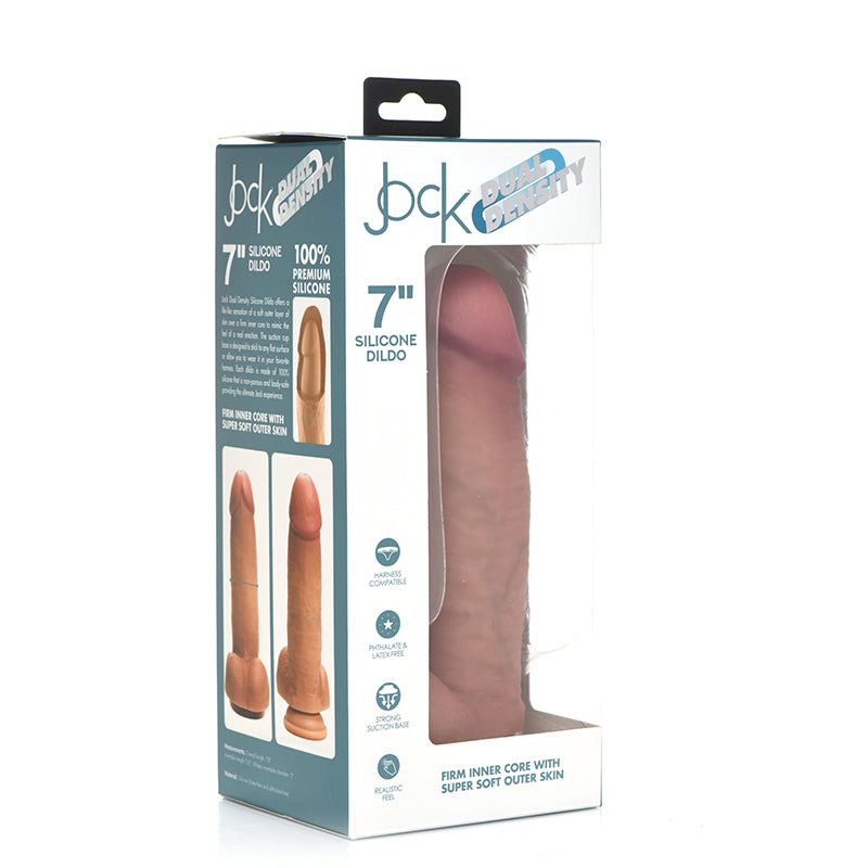 Curve Toys Jock Dual Density 7 in. Silicone Dildo with Balls &amp; Suction Cup Light