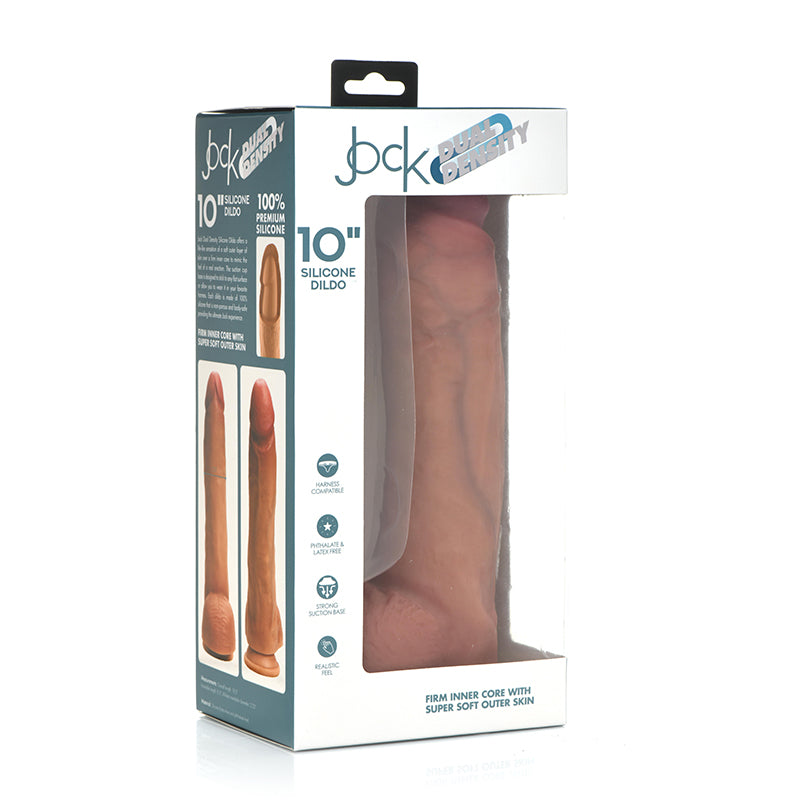 Curve Toys Jock Dual Density 10 in. Silicone Dildo with Balls &amp; Suction Cup Light