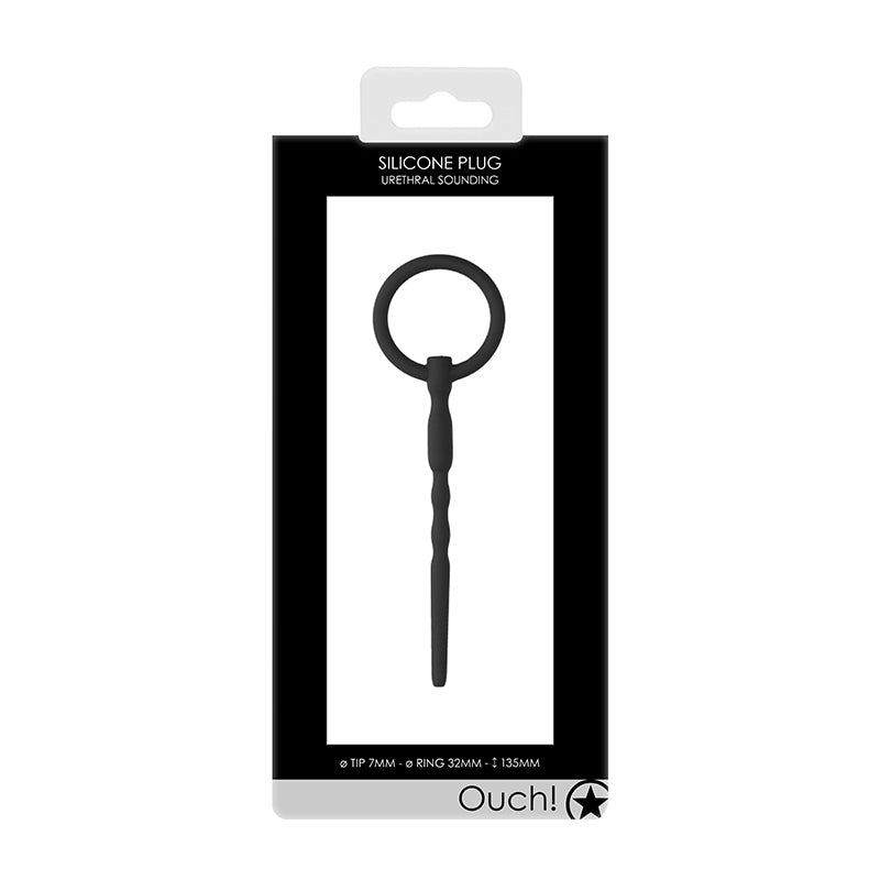 Ouch! Urethral Sounding Silicone Cock Pin Black 7 mm