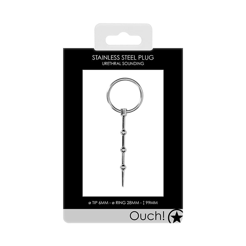 Ouch! Urethral Sounding Stainless Steel Plug With Ring 6 mm