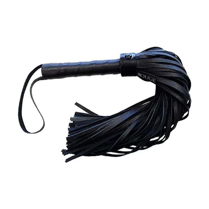 Rouge Long Leather Flogger Black with Black Accessories