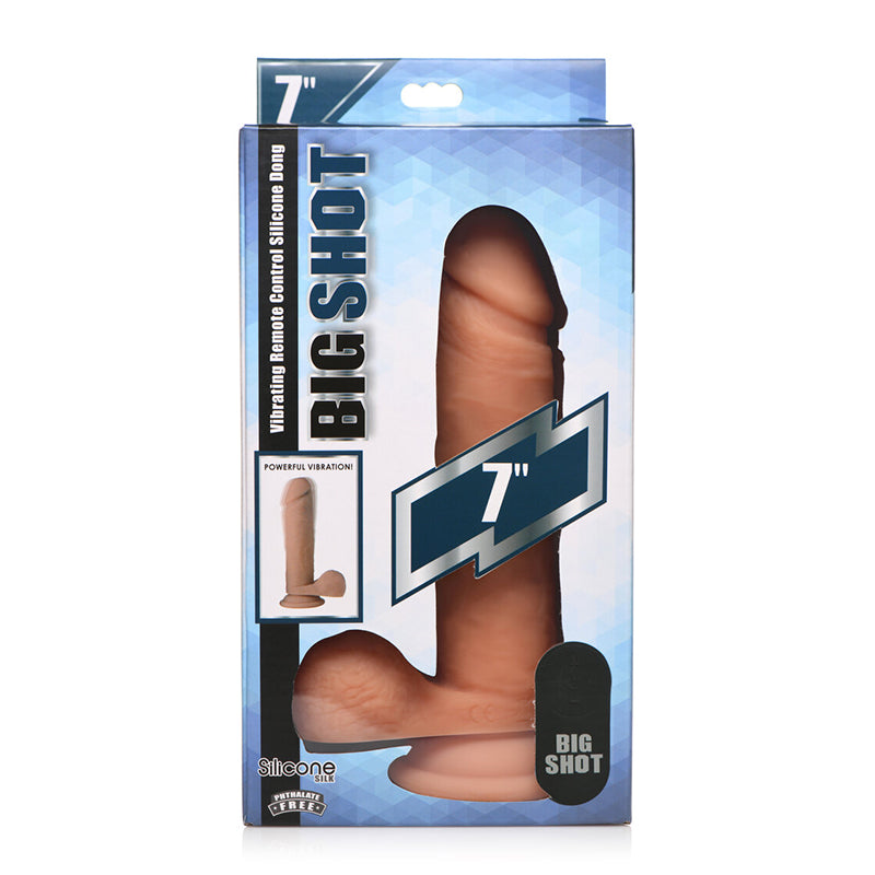 Curve Toys Big Shot Rechargeable Remote-Controlled 7 in. Vibrating Silicone Dildo with Balls & Suction Cup Light