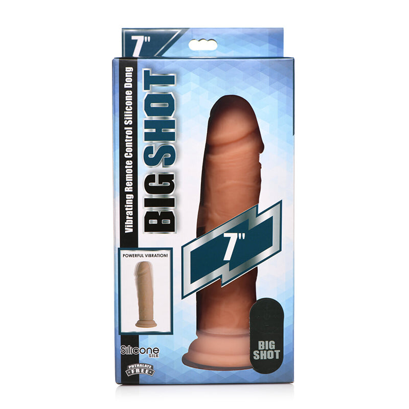 Curve Toys Big Shot Rechargeable Remote-Controlled 7 in. Vibrating Silicone Dildo with Suction Cup Light