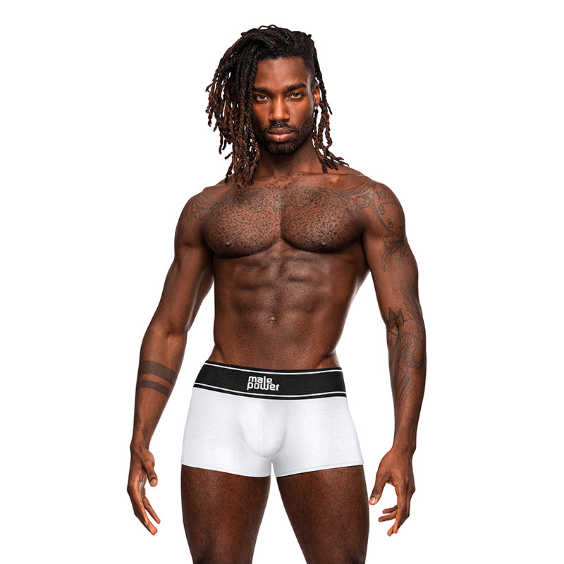 Male Power Modal Rib Pouch Short White XL