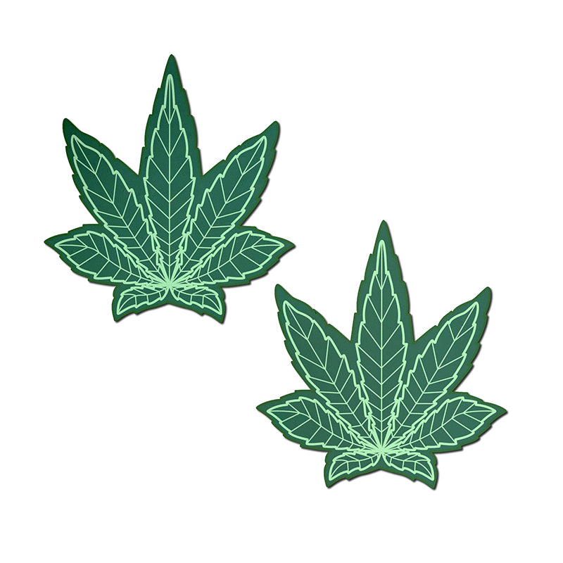 Pastease Indica Pot Leaf: Green Weed Nipple Pasties