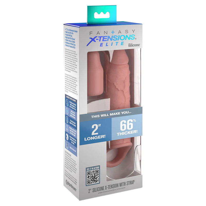 Pipedream Fantasy X-tensions Elite 6 in. Silicone Extension with Strap & 2 in. Extender Beige