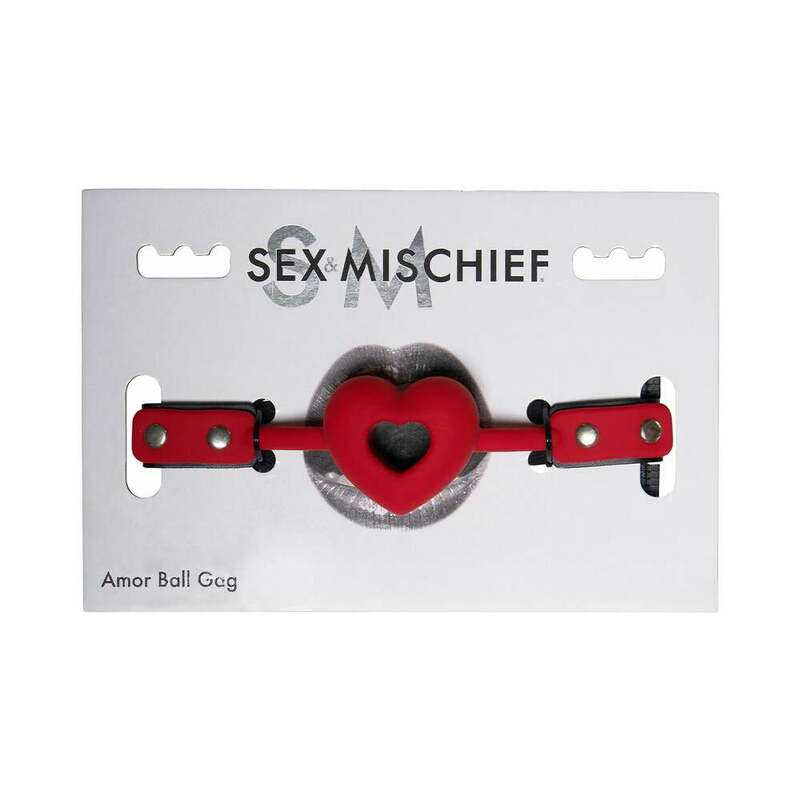 Sportsheets Sex &amp; Mischief Amor Breathable Heart-Shaped Silicone Ball Gag Red