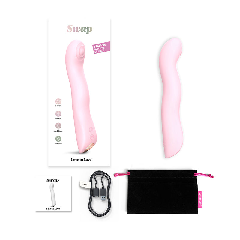 Love To Love Swap Rechargeable Triple Motor Tapping Silicone G-Spot Vibrator Baby Pink