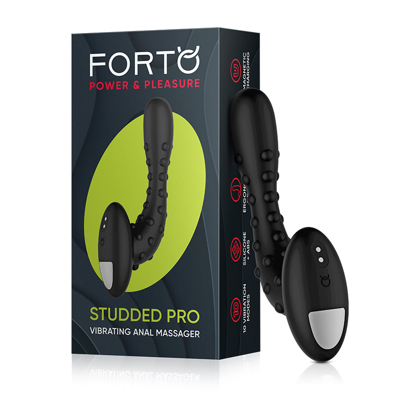 Forto Studded Pro Rechargeable Silicone Vibrating Anal Massager Black