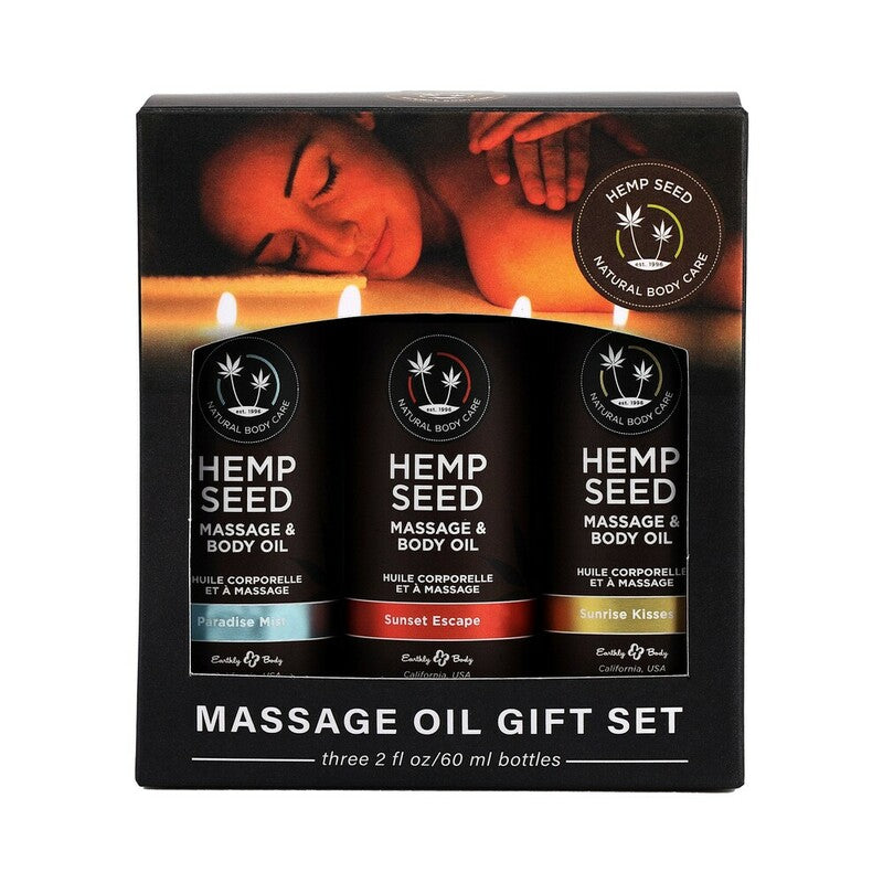 Earthly Body Hemp Seed Massage Oil Summer 2023 Collection 3-Piece Gift Set