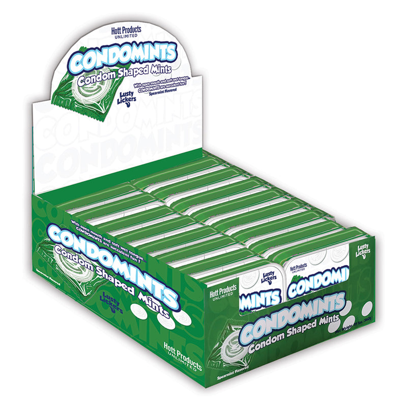 Condomints Spearmint Flavor Condom Shaped Mints (12 Tin Display)