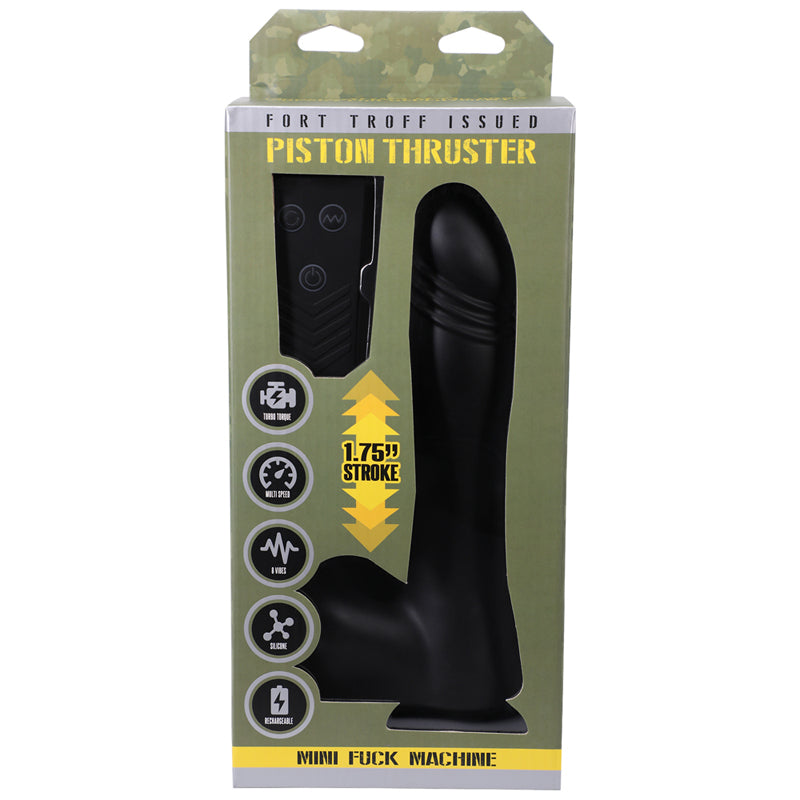 Fort Troff Piston Thruster Mini Fuck Machine Rechargeable Remote-Controlled Silicone 8.5 in. Thrusting Dildo Black