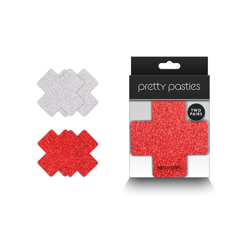 Pretty Pasties Glitter Cross Rd/Sil 2pr