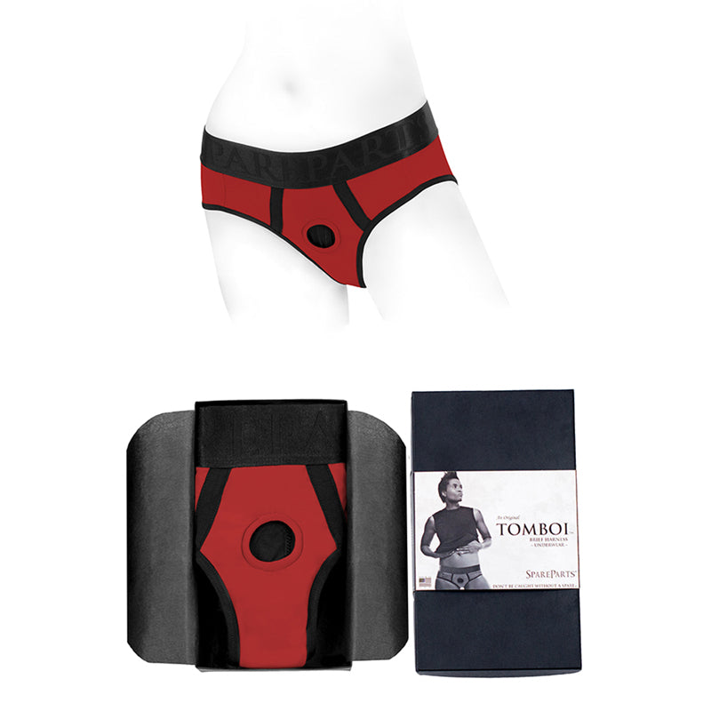 SpareParts Tomboi Nylon Briefs Harness Red/Black Size 3XL