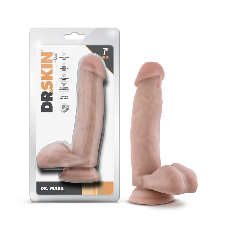 Dr. Skin Dr. Mark 7 in. Dildo with Balls Beige
