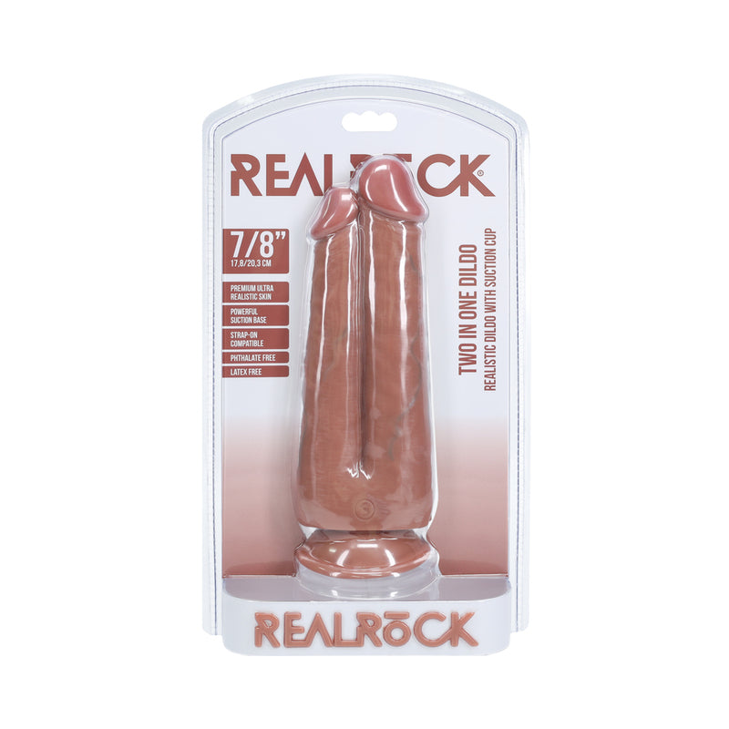 RealRock Two in One 7 in. / 8 in. Dildo Tan